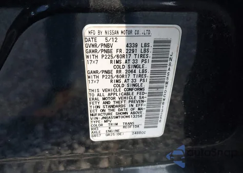 2012 Nissan Rogue Sv from USA, damaged, VIN JN8AS5MT0CW613256